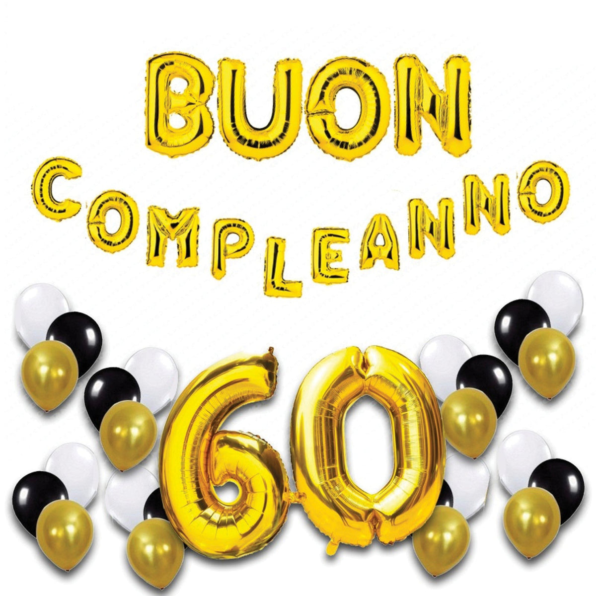 Kit Palloncini 39 Pezzi Buon Compleanno - 60 Anni – MOOD MILANO STORE