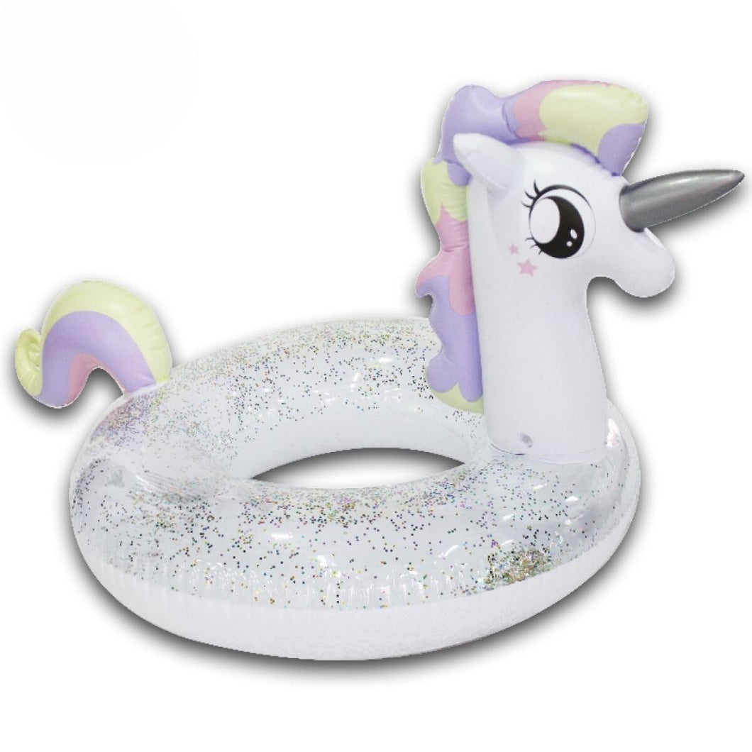 Ciambella unicorno trasparente con Glitter