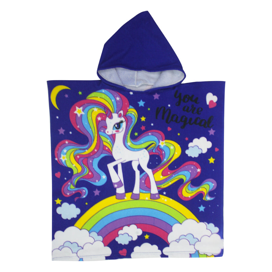 Asciugamano con cappuccio unicorno blu