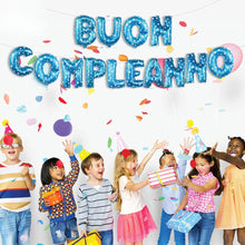 Load image into Gallery viewer, Ghirlanda palloncini buon compleanno azzurro
