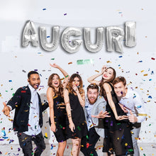 Load image into Gallery viewer, Ghirlanda palloncini auguri argento
