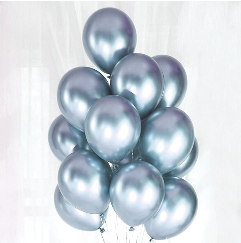 20 palloncini in lattice metallizzati azzurro
