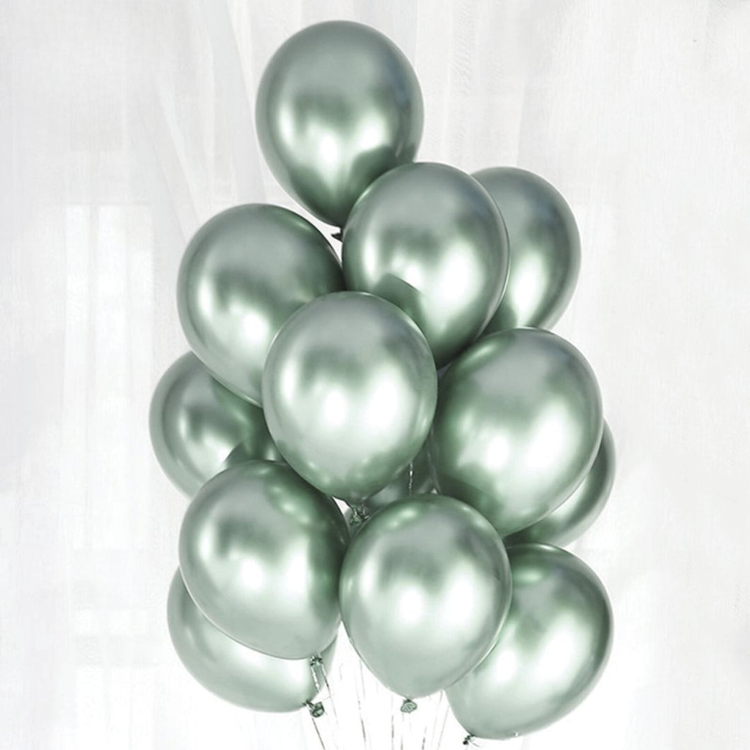 20 palloncini in lattice metallizzati verde perla