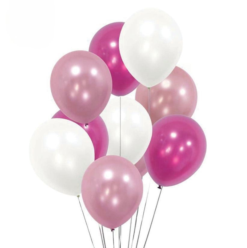 20 palloncini in lattice metallizzati rosa, fucsia e bianco