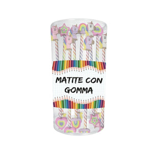 Set 24 matite con gomma unicorno