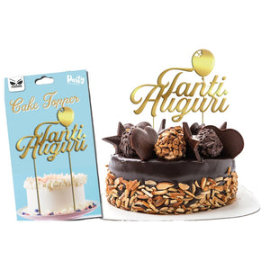 Decorazione cake topper "tanti auguri" gold