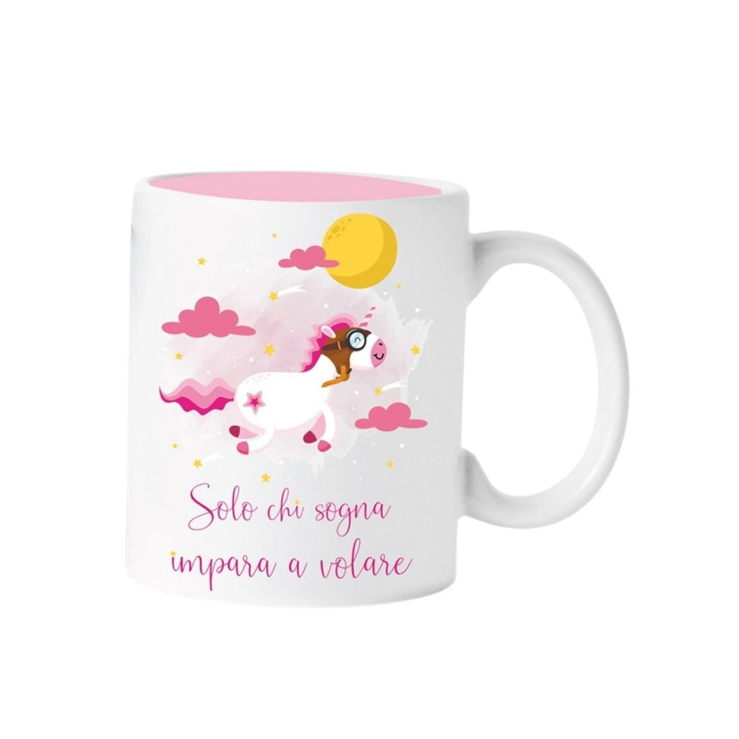 Tazza unicorno solo chi sogna impara a volare