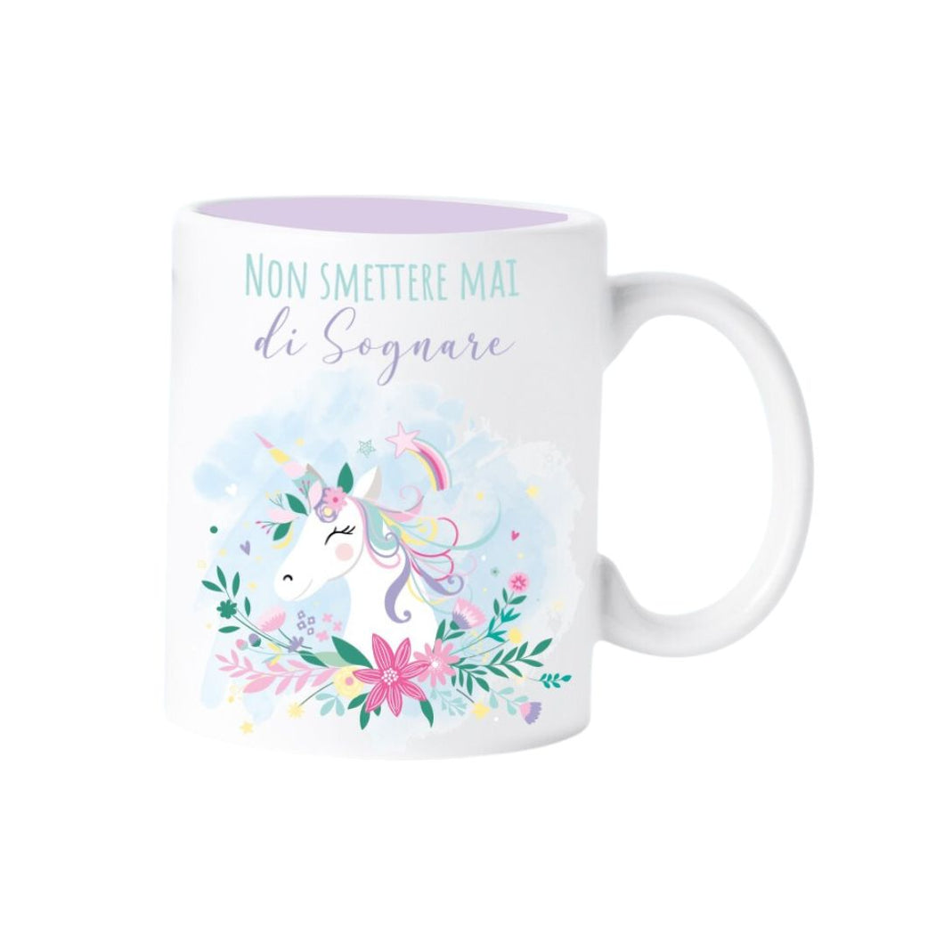 Tazza unicorno non smettere mai di sognare