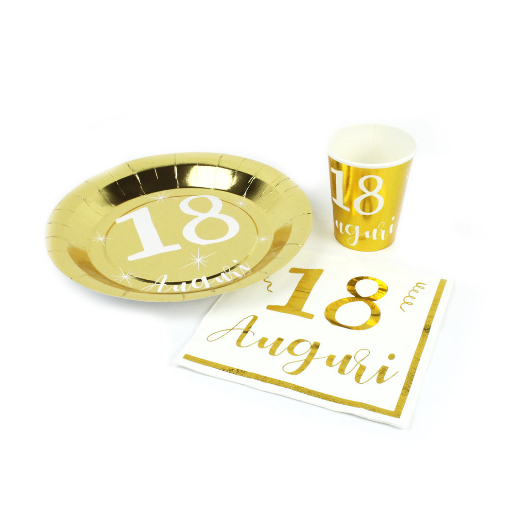 Set bicchieri e piatti oro 18 anni