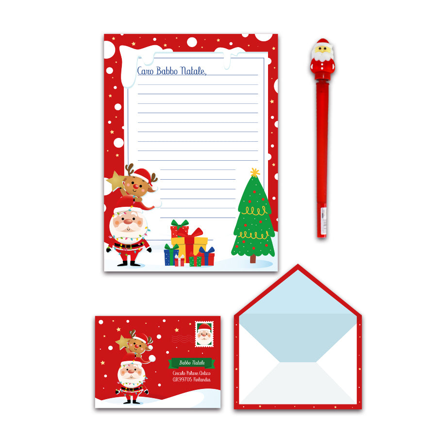 Letterina di Babbo Natale con busta e penna colorata