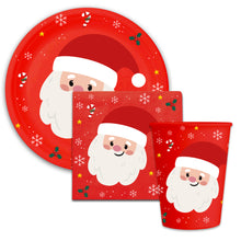 Carica l&#39;immagine nel visualizzatore di Gallery, Set Piatti, bicchieri, tovaglioli Babbo Natale
