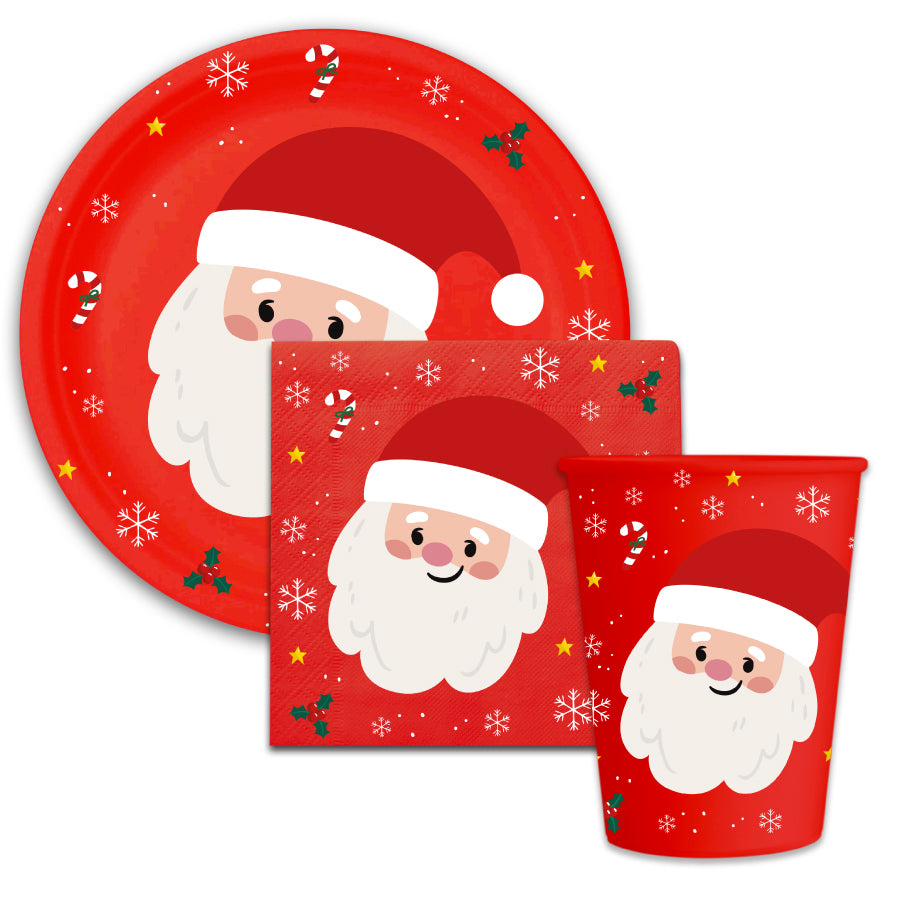 Set Piatti, bicchieri, tovaglioli Babbo Natale
