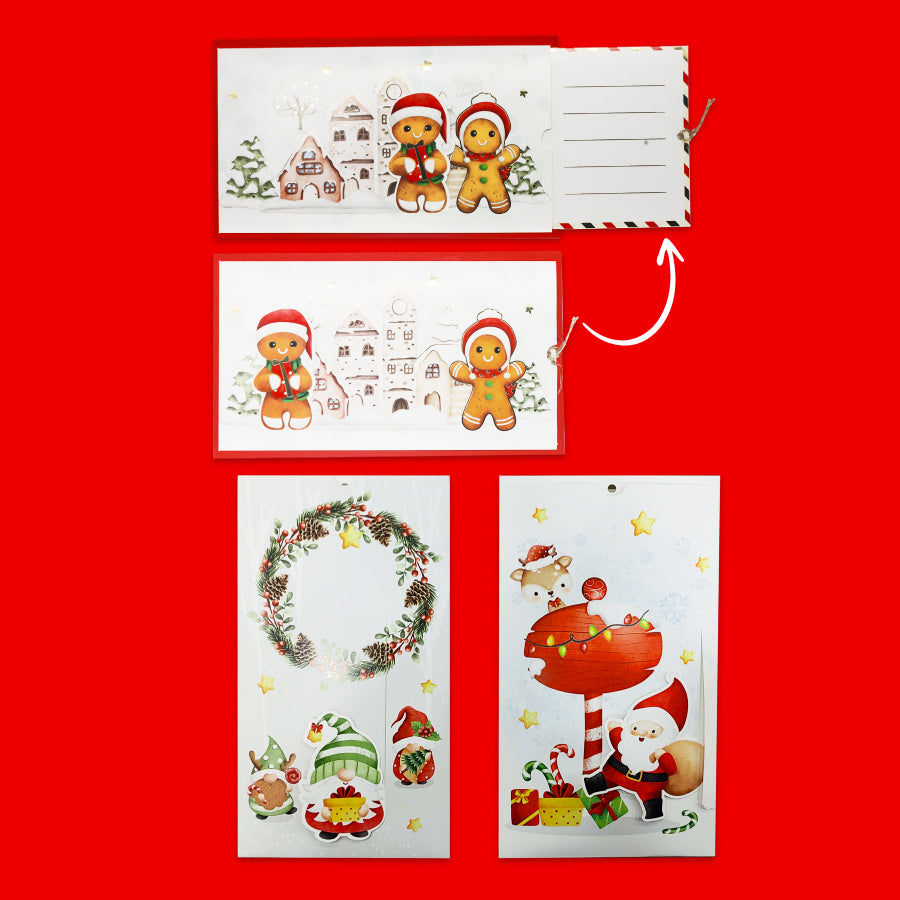 Set 4 Biglietti auguri con movimento