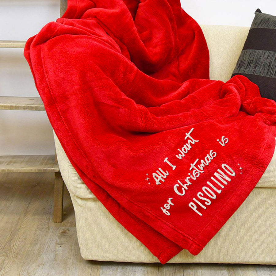 Coperta rossa ricamata pisolino