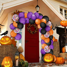Carica l&#39;immagine nel visualizzatore di Gallery, Set 110 Palloncini viola, arancio, nero con supporto
