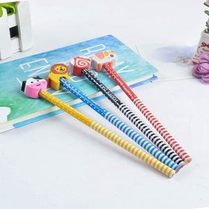 Set 12 matite con gomma animaletto