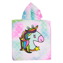 Load image into Gallery viewer, Asciugamano con cappuccio unicorno arcobaleno
