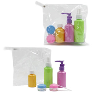 Kit boccette viaggio 5 pz con pochette