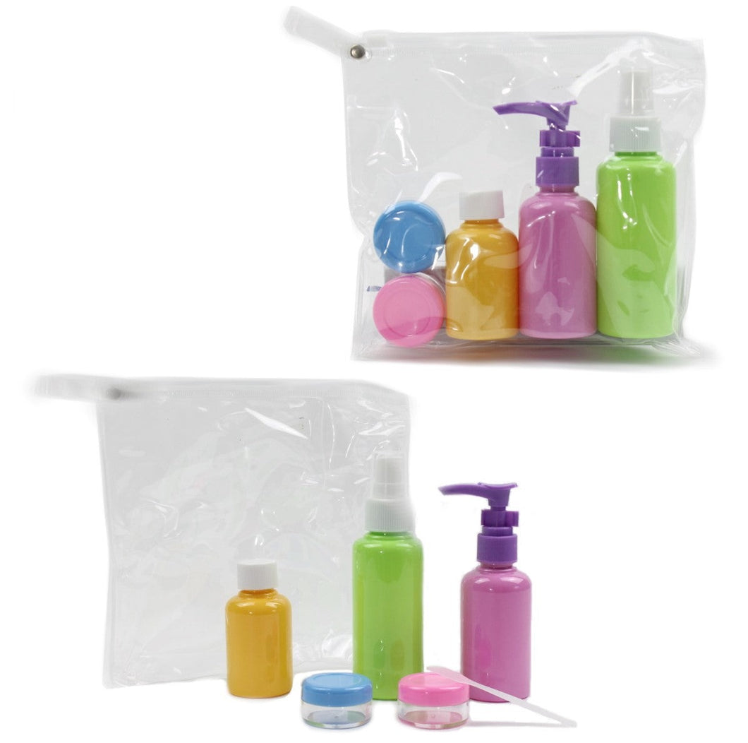Kit boccette viaggio 5 pz con pochette