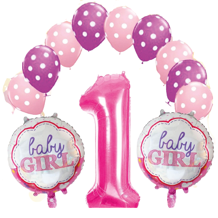 Set palloncini 1° compleanno baby girl