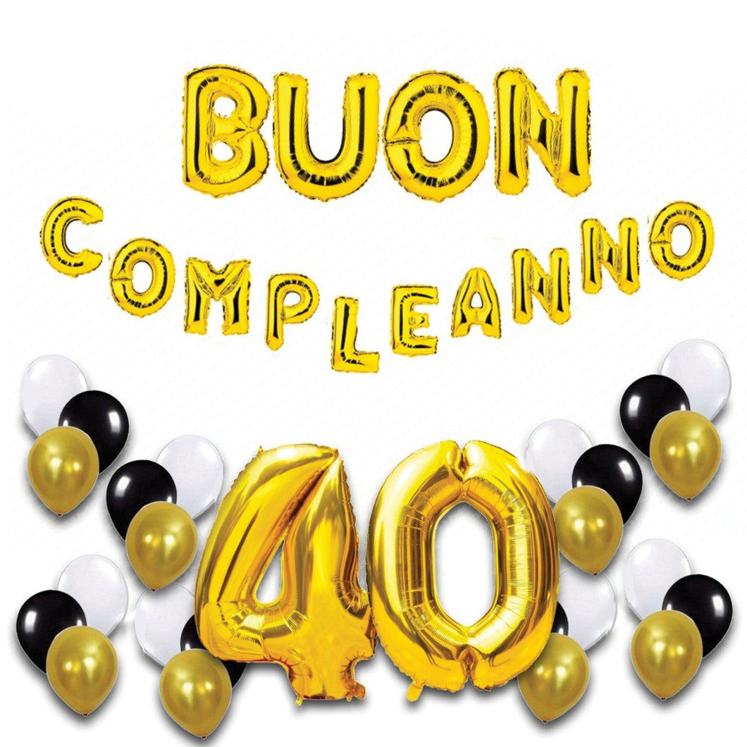 Kit Palloncini 39 Pezzi Buon Compleanno - 40 Anni