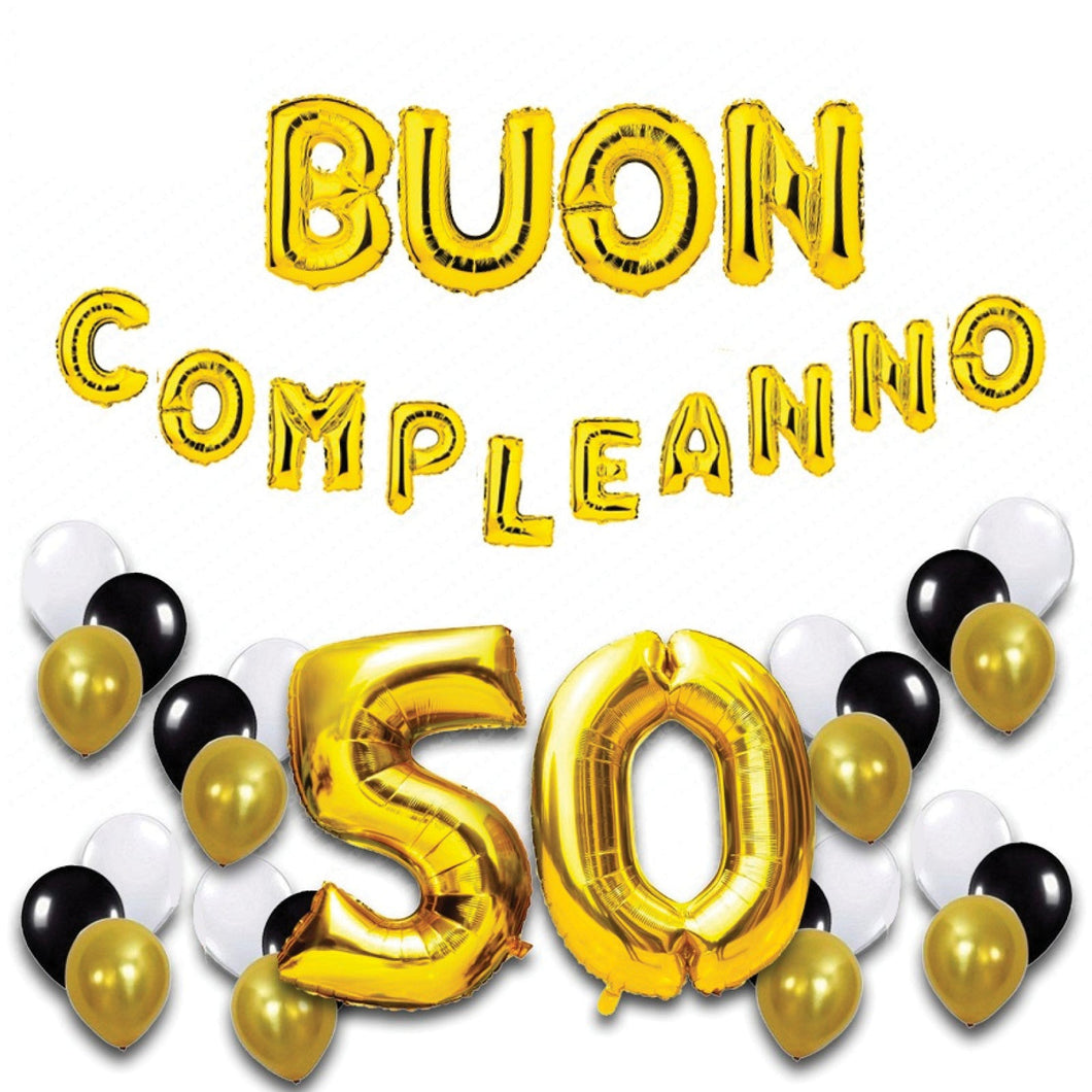 Kit Palloncini 39 Pezzi Buon Compleanno - 50 Anni