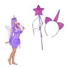 Carica l&#39;immagine nel visualizzatore di Gallery, Set cerchietto e scettro unicorno glitter
