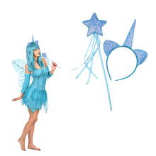 Carica l&#39;immagine nel visualizzatore di Gallery, Set cerchietto e scettro unicorno glitter
