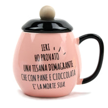 Carica l&#39;immagine nel visualizzatore di Gallery, Tazza bowl rosa con cucchiaino e coperchio
