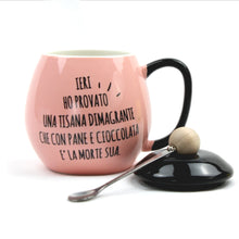 Carica l&#39;immagine nel visualizzatore di Gallery, Tazza bowl rosa con cucchiaino e coperchio
