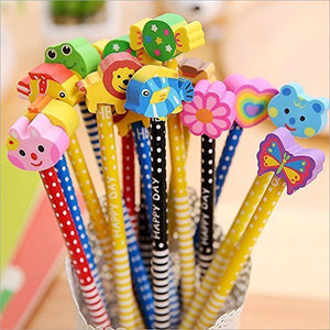 Set 24 matite con gomma animaletti
