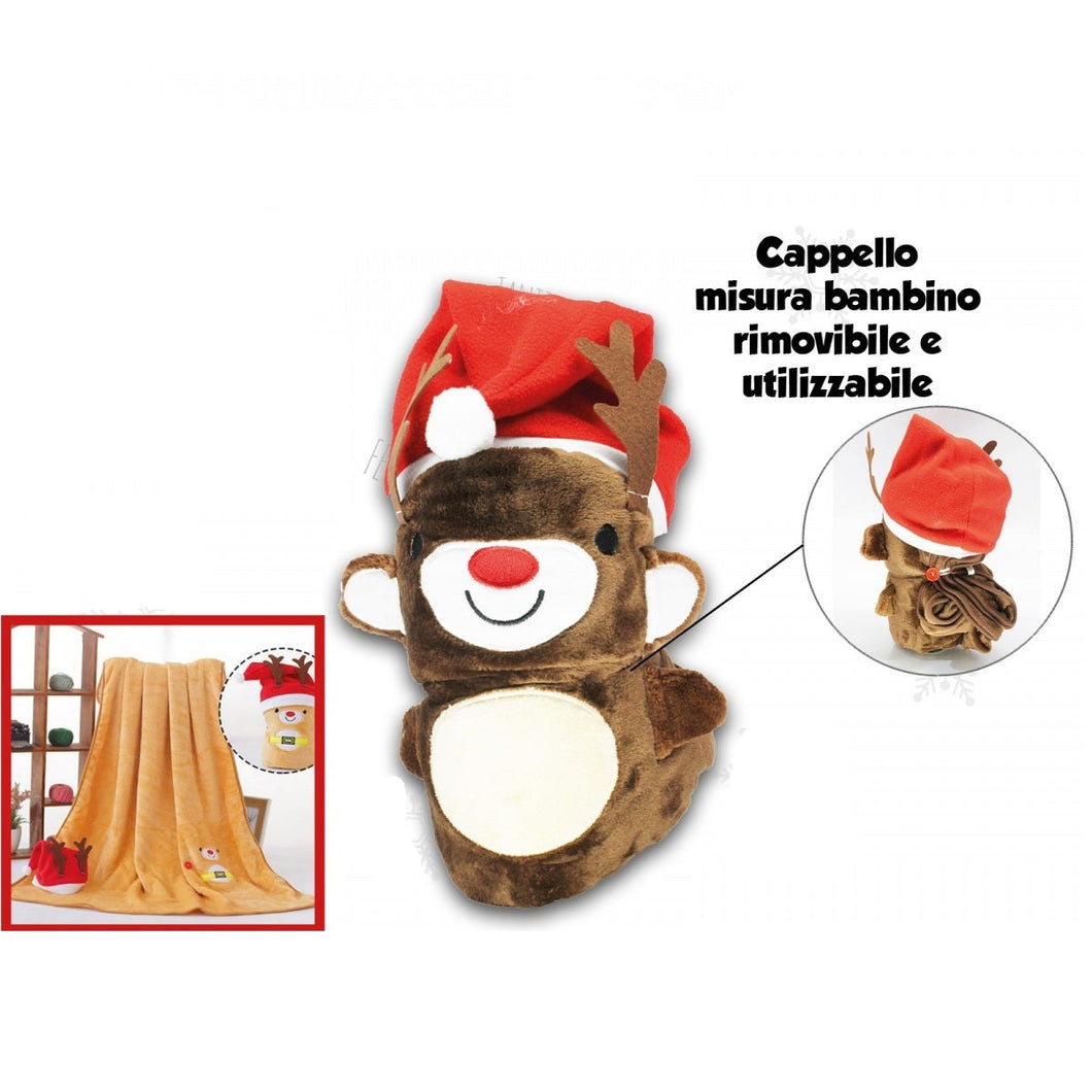 Coperta renna con cappello